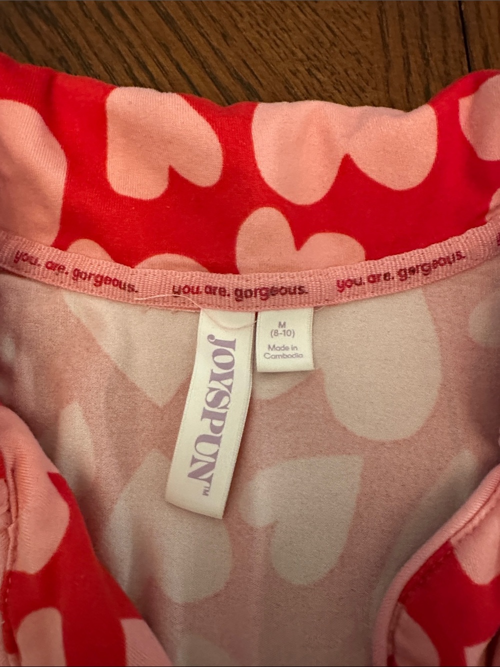 Women’s Red and Pink Heart Print Pajama Set - Cropped - Picture 2 of 10